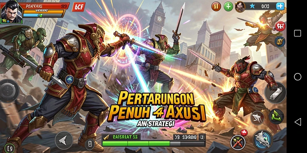 Tangkapan layar gameplay 6CF yang mendebarkan dengan pertarungan seru.