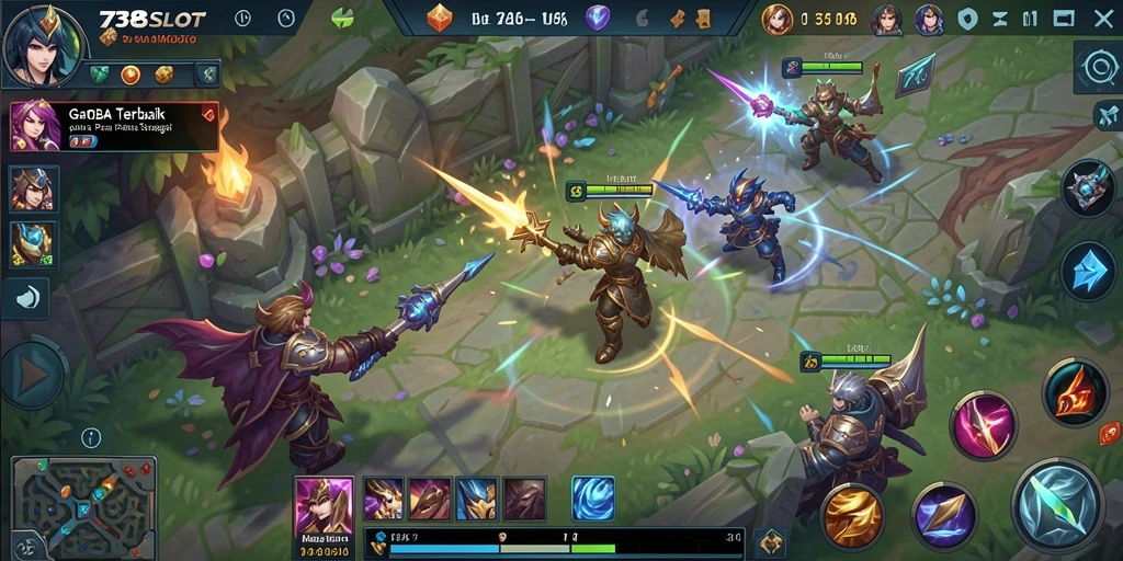 Tampilan gameplay yang penuh aksi di 738SLOT.