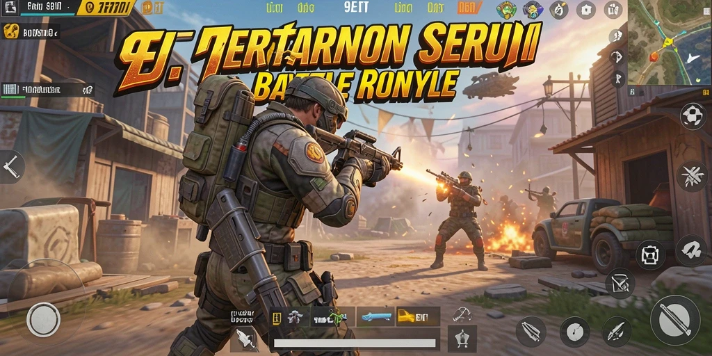 Tangkapan layar utama 9ET menampilkan aksi Battle Royale yang mendebarkan.
