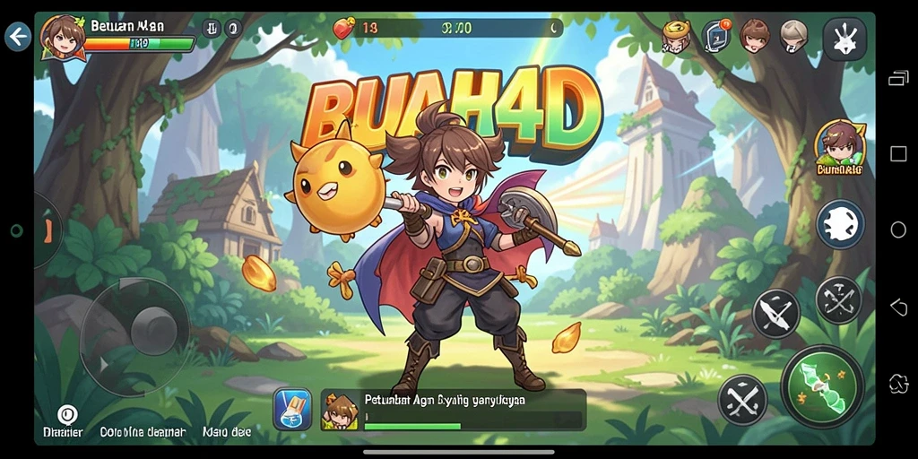 Screenshot gameplay BUAH4D menampilkan karakter anime dalam aksi.