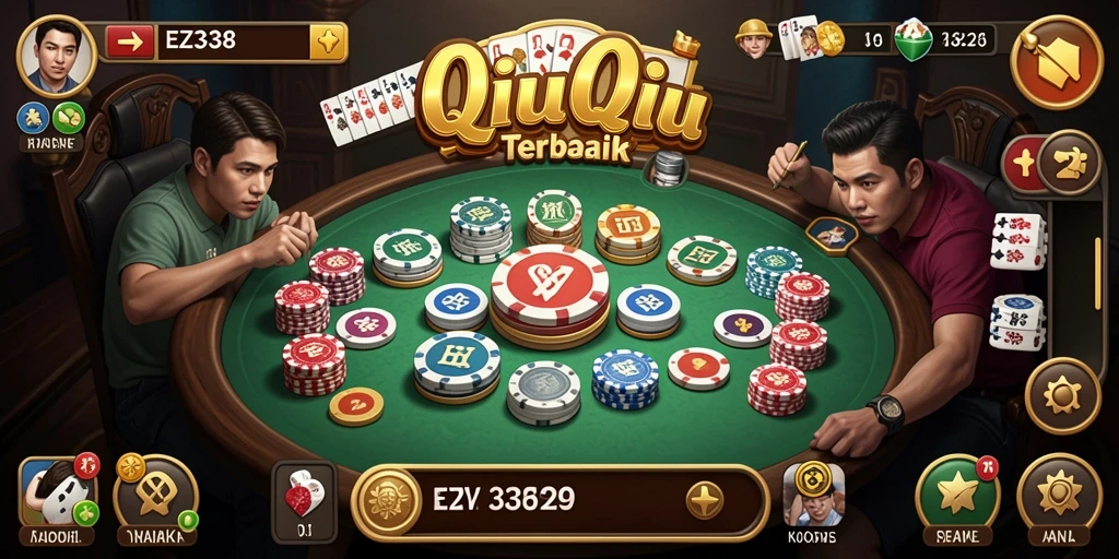 Tangkapan layar dari permainan QiuQiu yang menegangkan di EZ338.