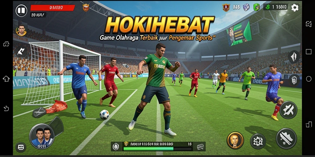 Tampilan gameplay HOKIHEBAT dalam arena olahraga yang seru.