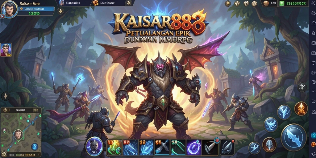 Screenshot KAISAR888 menampilkan aksi epik dalam pertarungan MMORPG.