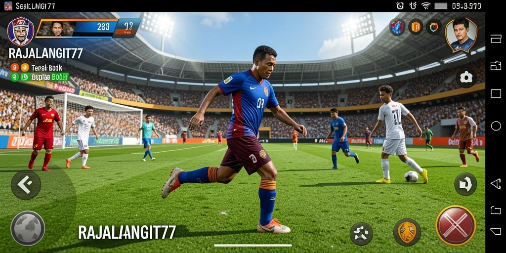 Tangkapan layar gameplay <strong>RAJALANGIT77</strong> yang menunjukkan aksi sepak bola seru.