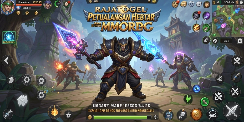 Screenshot gameplay RAJATOGEL yang menampilkan pertempuran epik di dunia MMORPG.