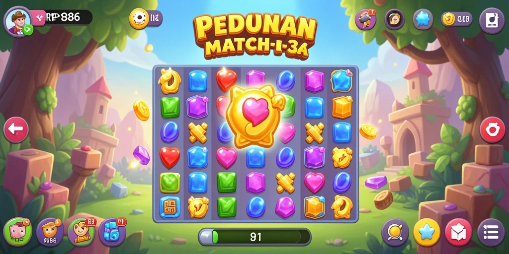 Screenshot gameplay menampilkan aksi seru dalam game Match-3.