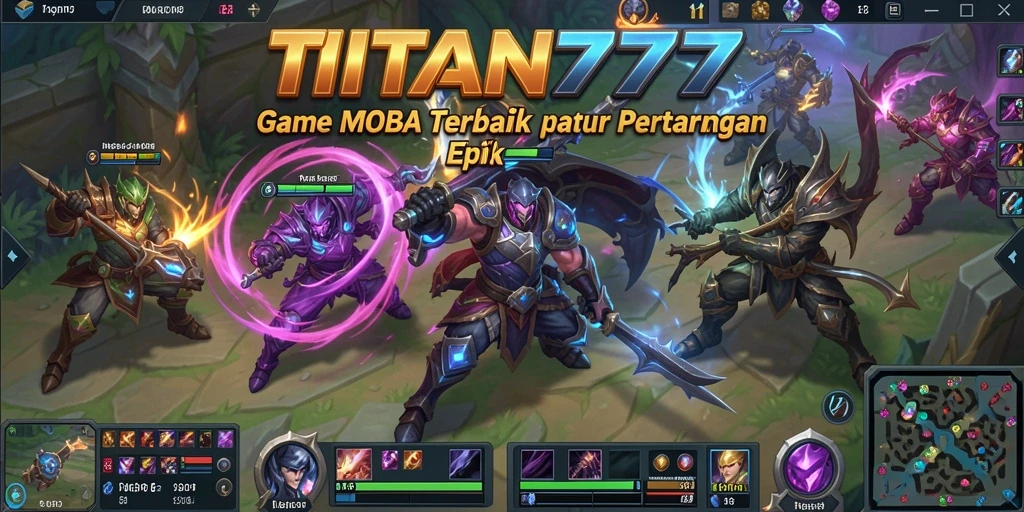 Tangkapan layar gameplay epik dari TITAN777 yang menunjukkan pertarungan seru dan strategi tim.