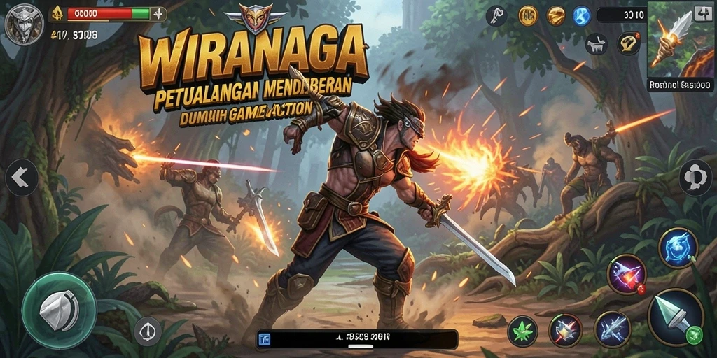 Tangkapan layar menunjukkan aksi mendebarkan dari gameplay WIRANAGA.